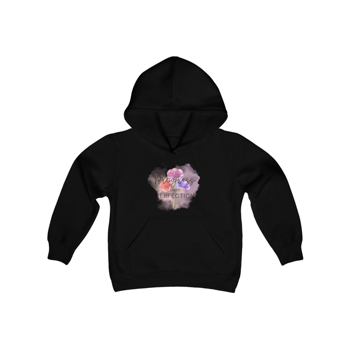 Progress over Perfection Floral Youth Hooded Sweatshirt