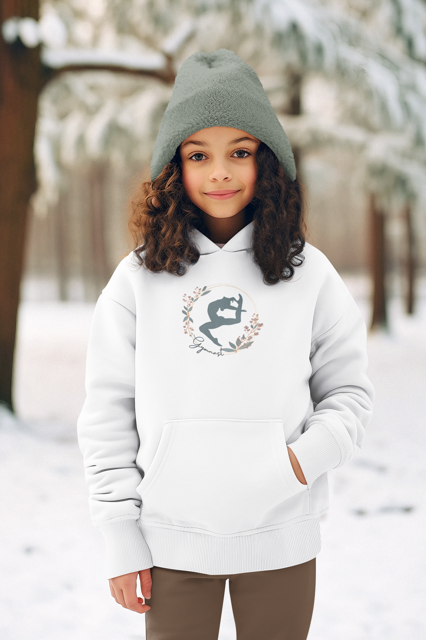 Youth Gymnastics Hoodie – Inspirational Floral Silhouette "Gymnast" Sweatshirt