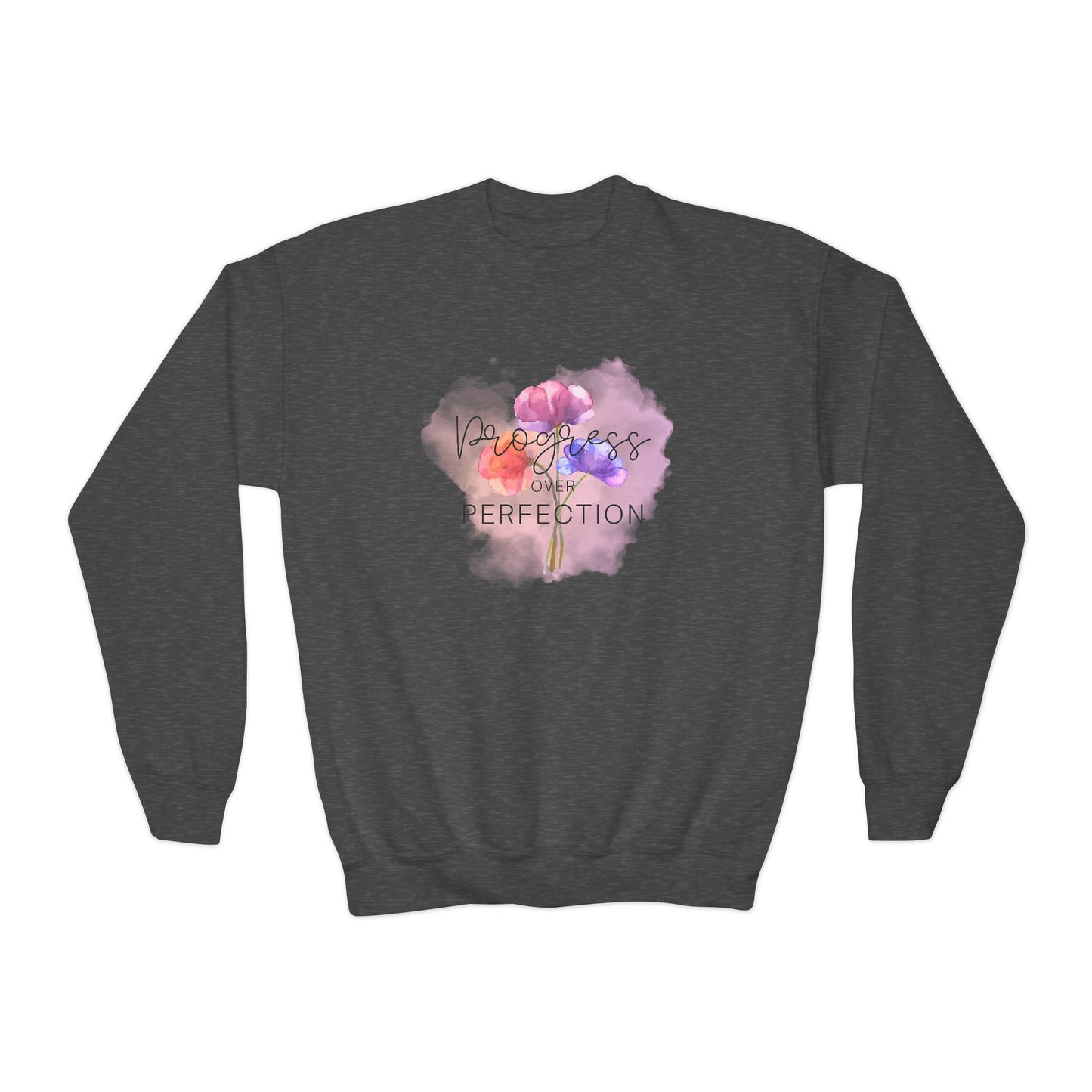 Progress over Perfection Floral Youth Sweatshirt