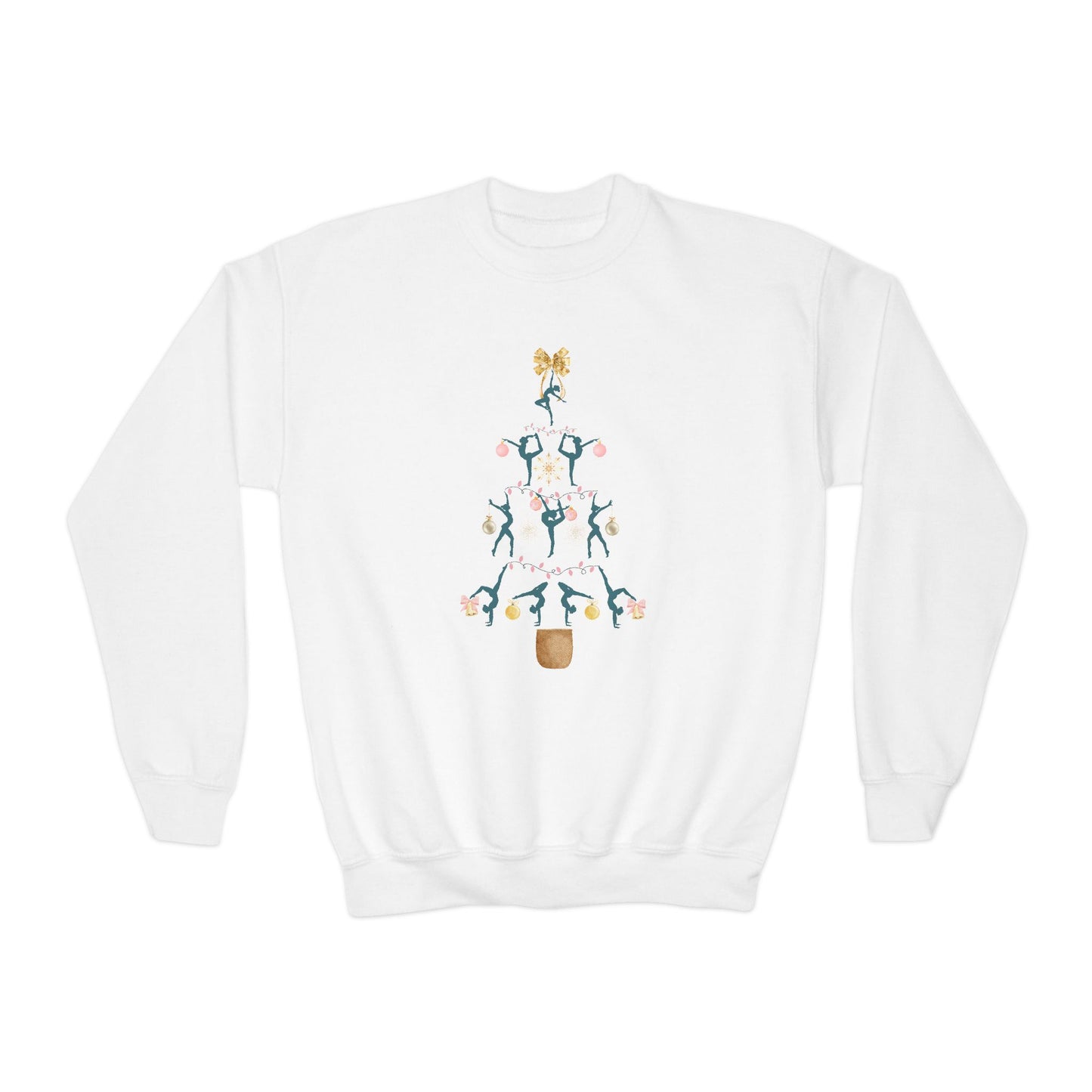 Youth Sweatshirt — Dancer Christmas Tree Holiday Crewneck