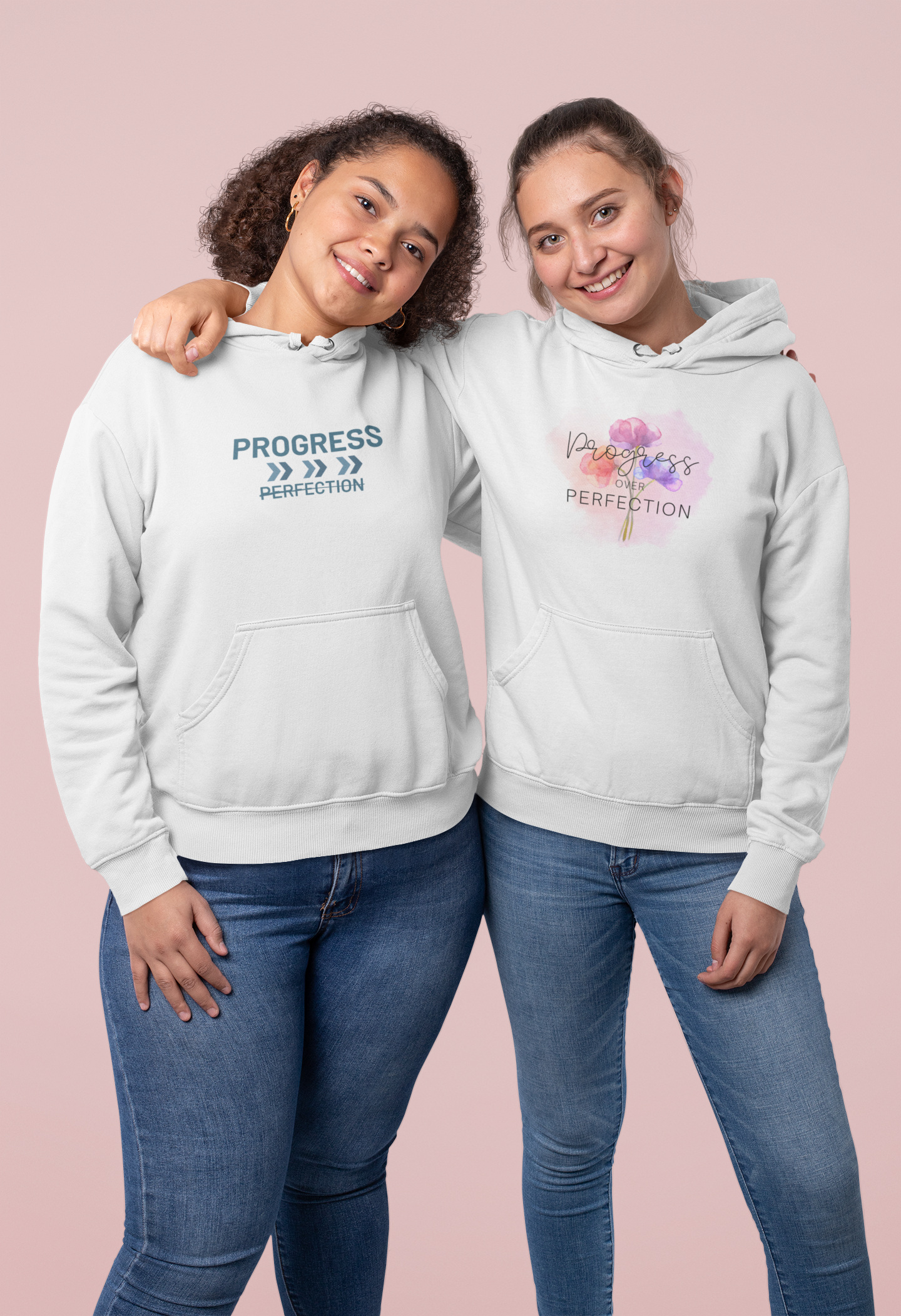 Progress over Perfection Floral Youth Hooded Sweatshirt