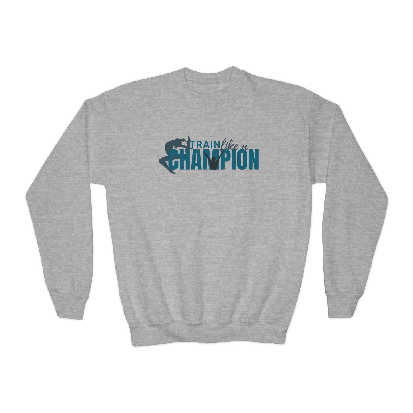 Train Like a Champion Youth Crewneck Sweatshirt - Motivational Athletic Apparel