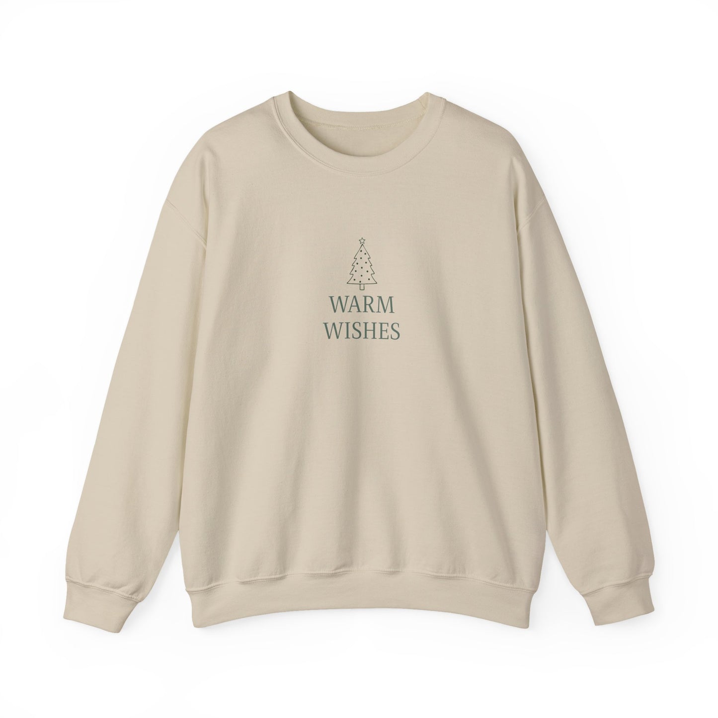 WARM WISHES Crewneck — Minimal Cozy Tree Sweatshirt