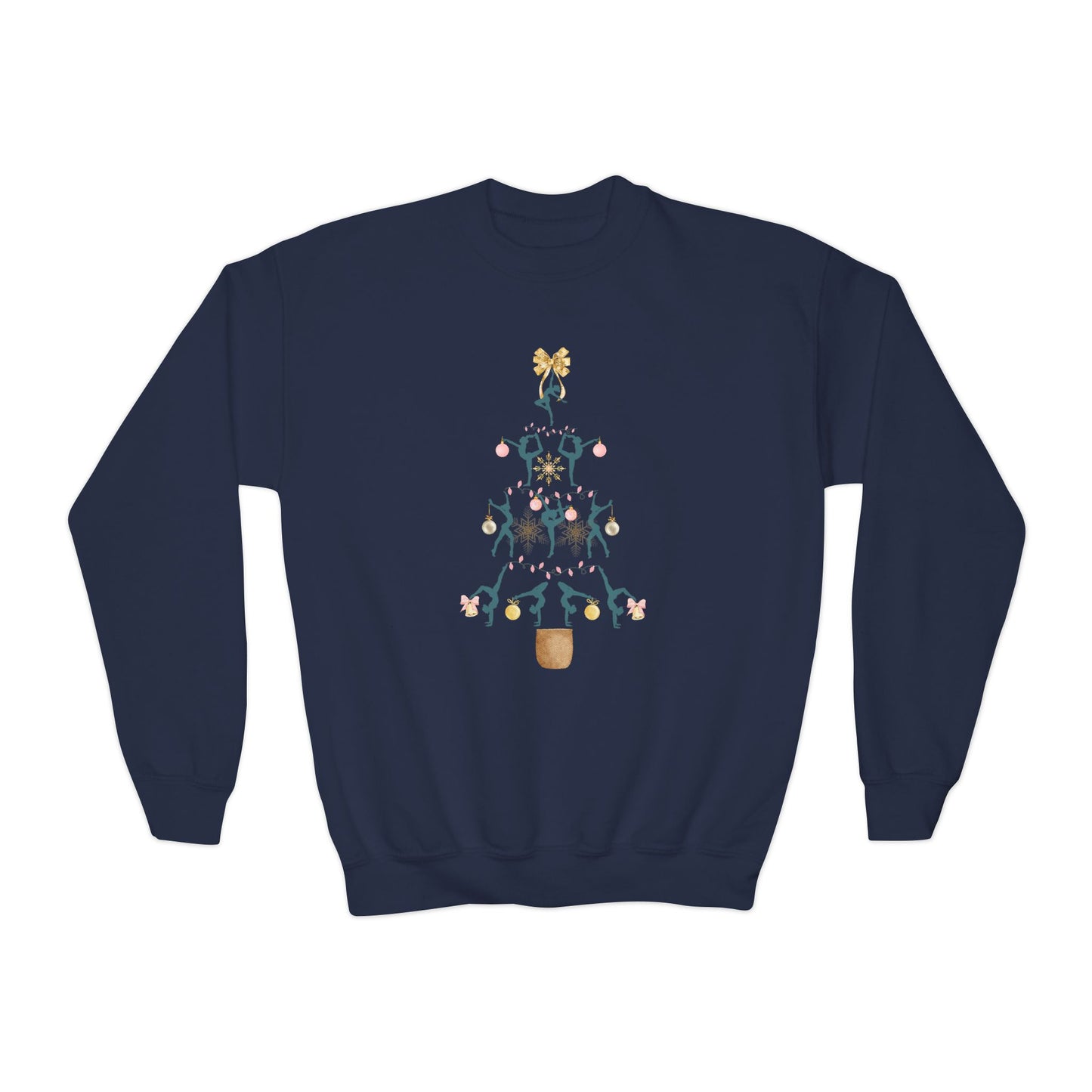 Youth Sweatshirt — Dancer Christmas Tree Holiday Crewneck