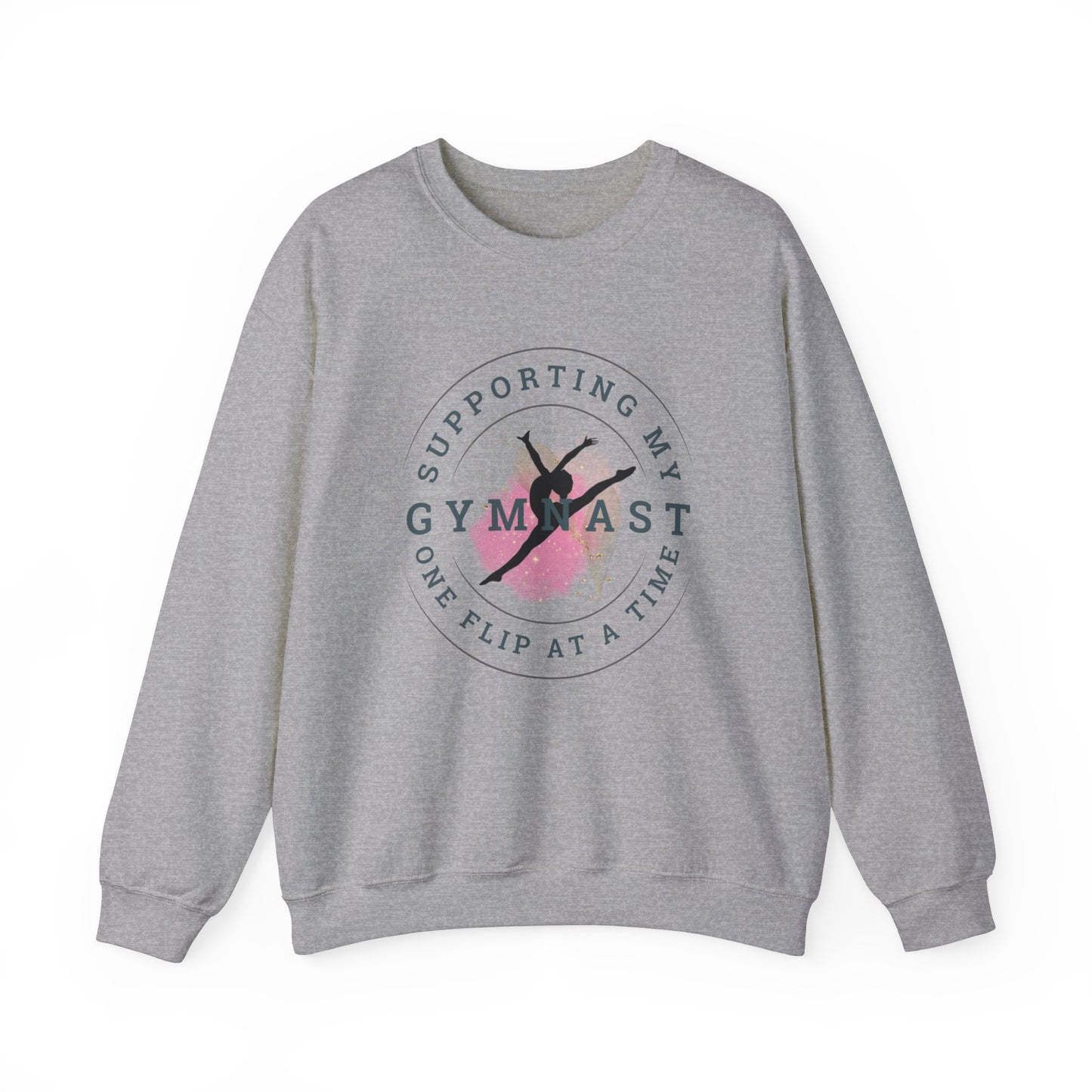Supporting My Gymnast One Flip At a Time Crewneck Sweatshirt