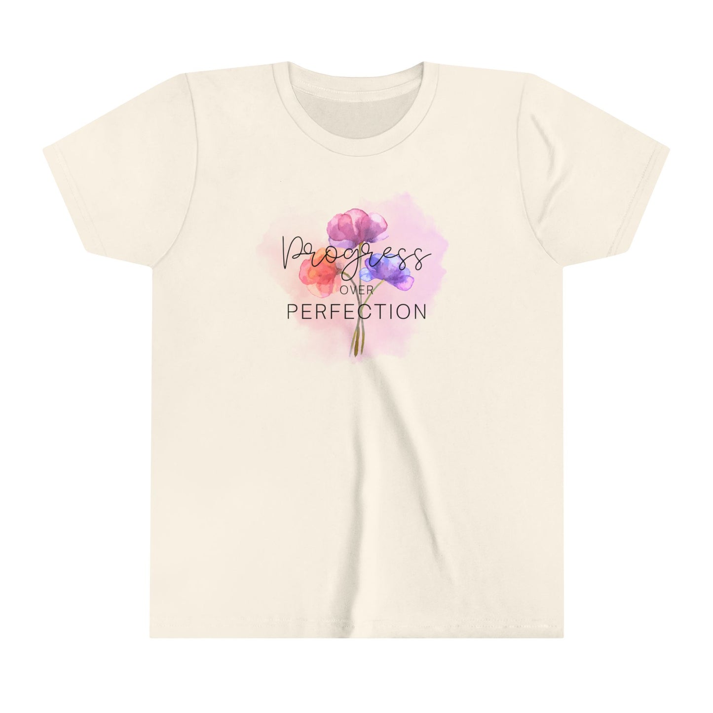 Progress over Perfection Floral Youth Short Sleeve Tee