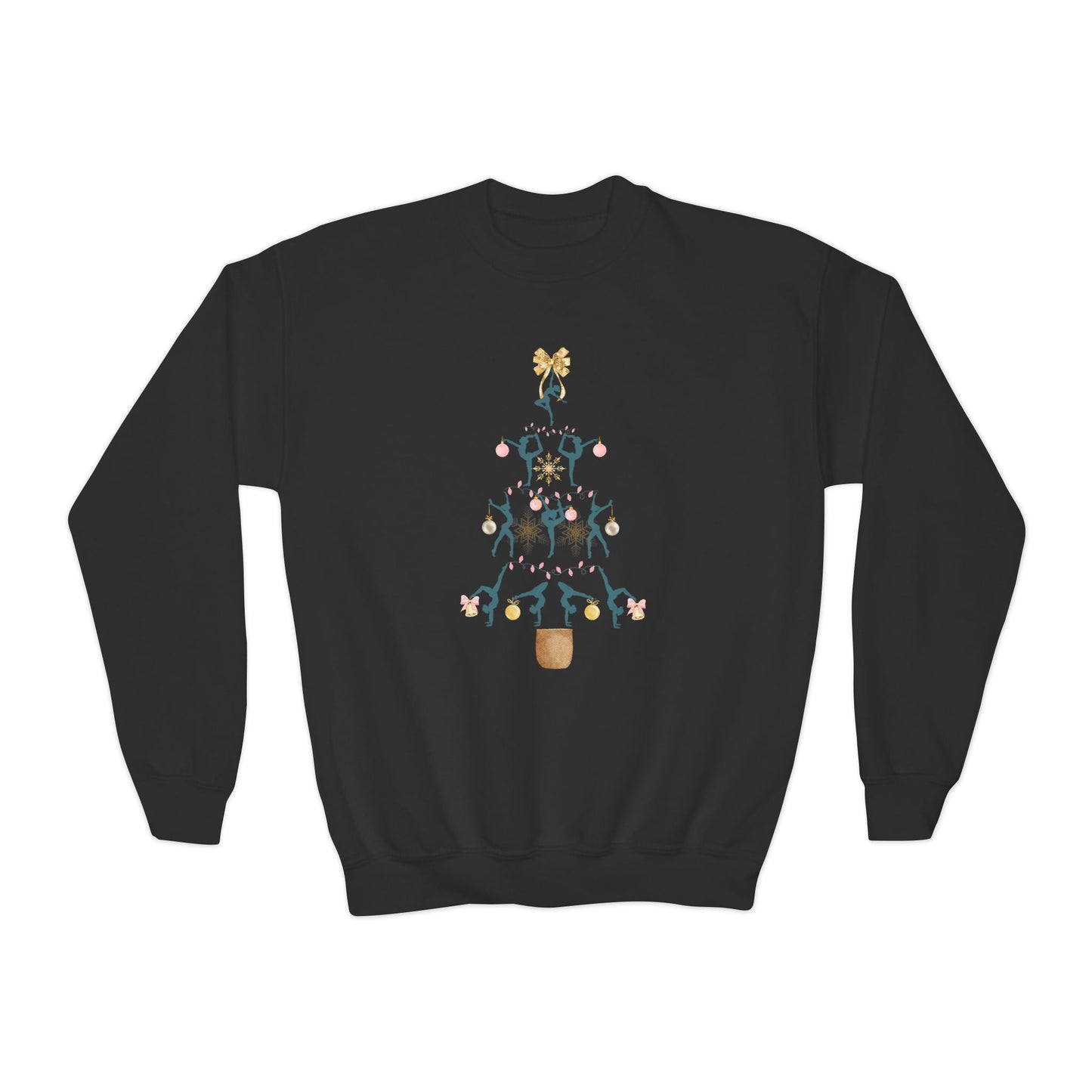 Youth Sweatshirt — Dancer Christmas Tree Holiday Crewneck