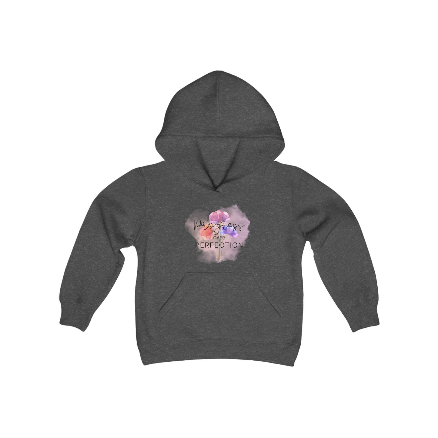 Progress over Perfection Floral Youth Hooded Sweatshirt