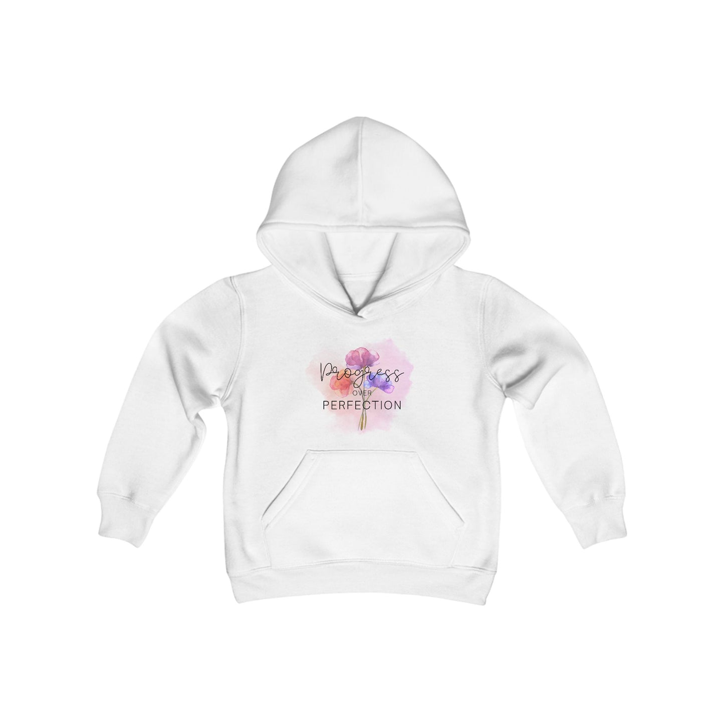 Progress over Perfection Floral Youth Hooded Sweatshirt