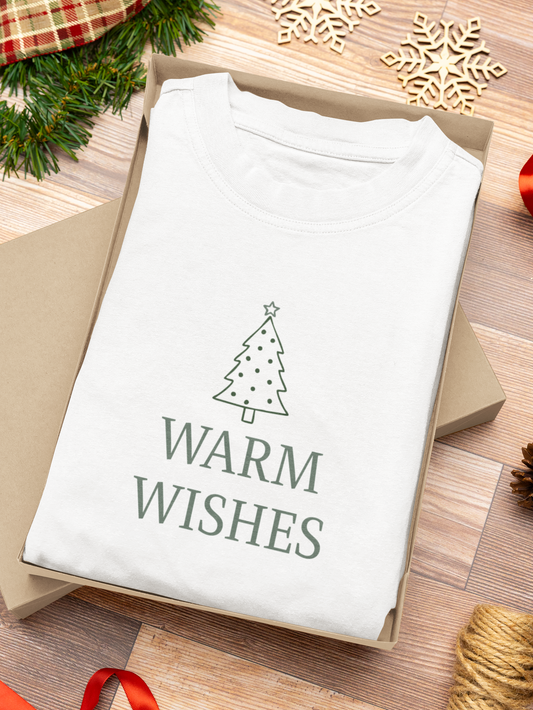 WARM WISHES Crewneck — Minimal Cozy Tree Sweatshirt