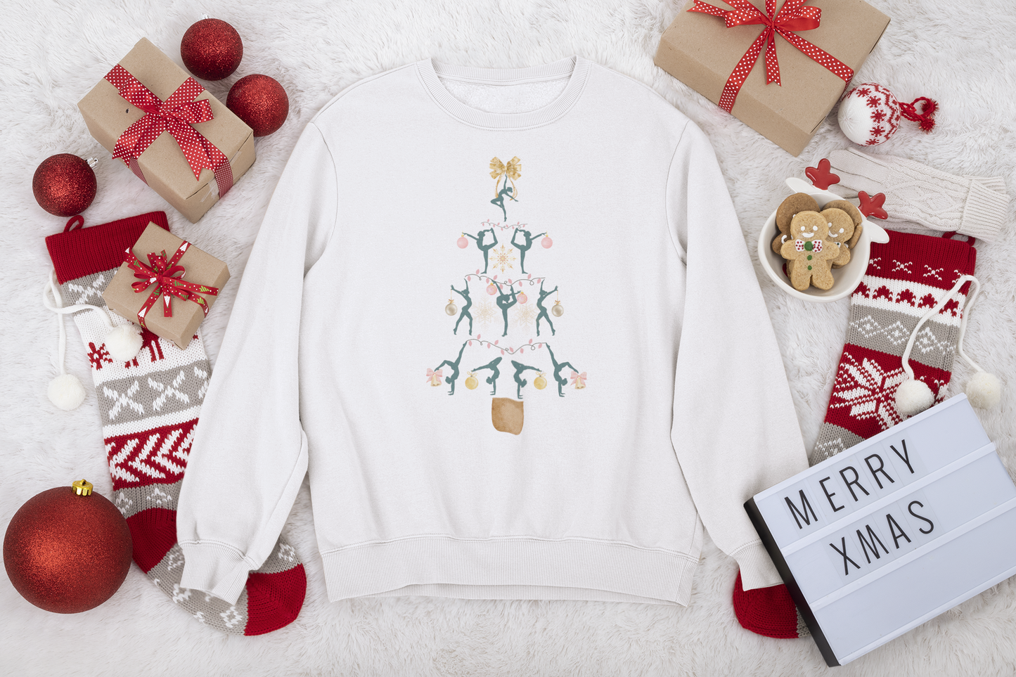 Youth Sweatshirt — Dancer Christmas Tree Holiday Crewneck