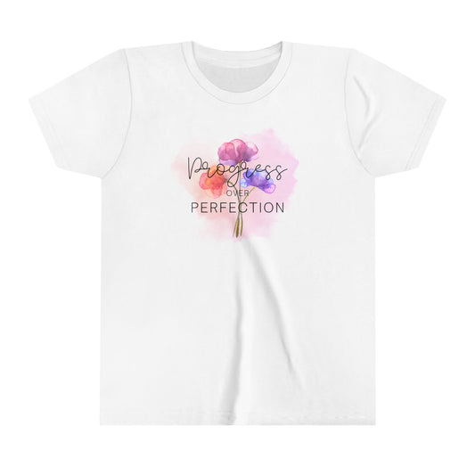 Progress over Perfection Floral Youth Short Sleeve Tee