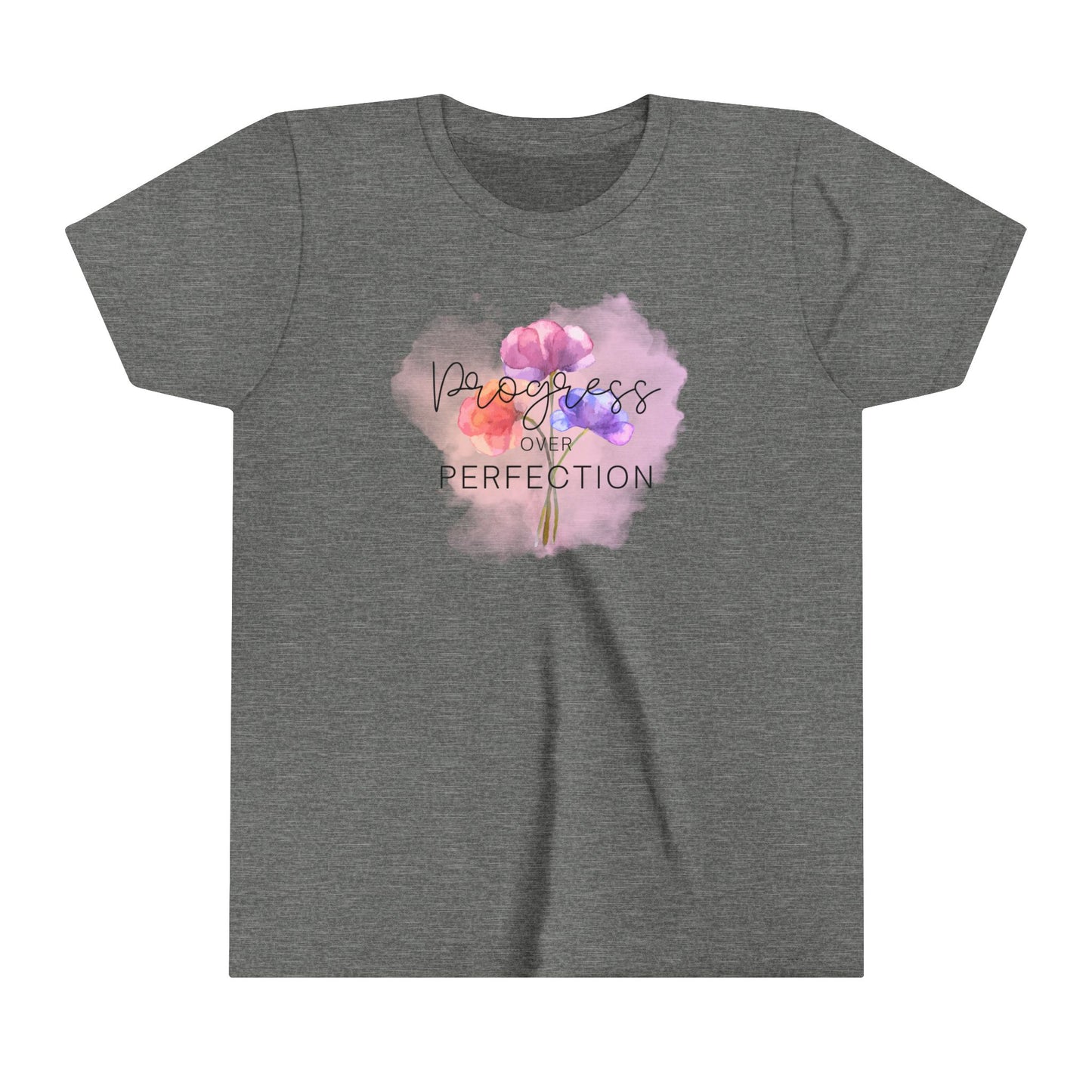 Progress over Perfection Floral Youth Short Sleeve Tee