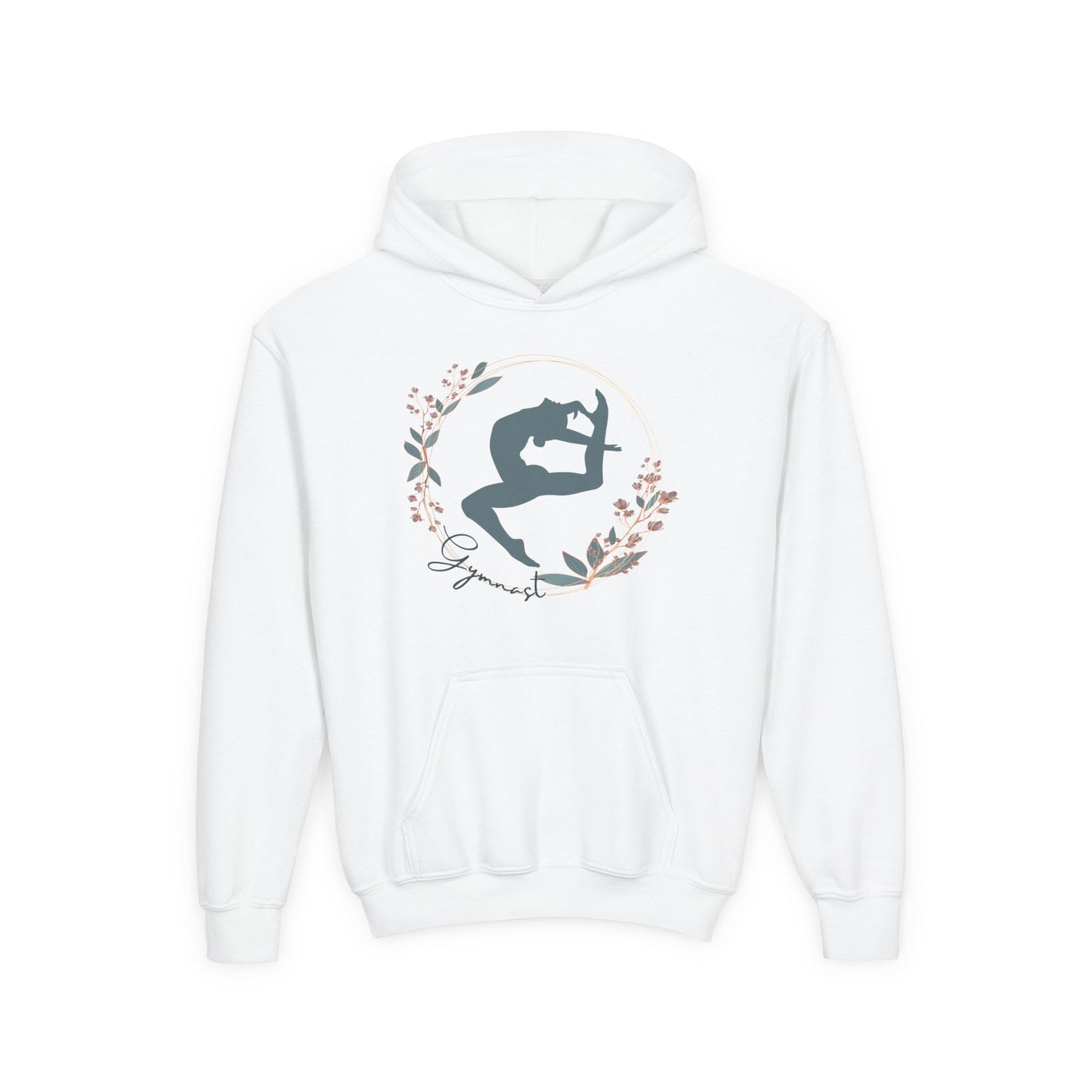 Youth Gymnastics Hoodie – Inspirational Floral Silhouette "Gymnast" Sweatshirt