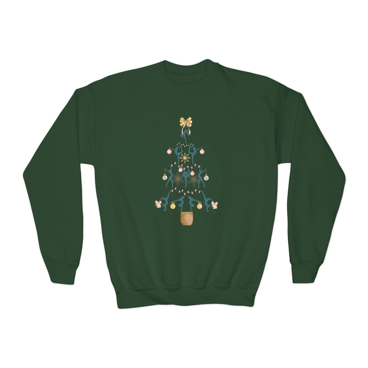 Youth Sweatshirt — Dancer Christmas Tree Holiday Crewneck