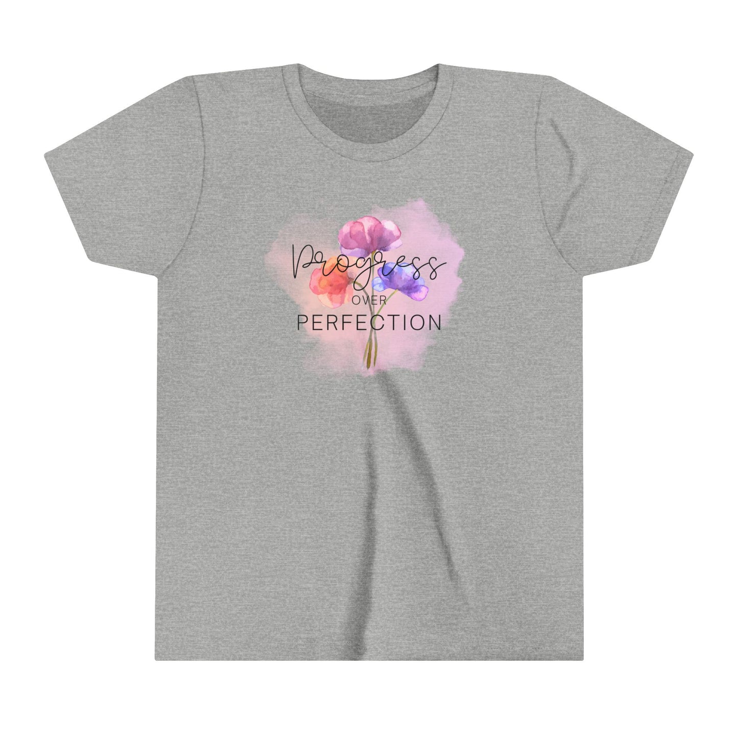 Progress over Perfection Floral Youth Short Sleeve Tee