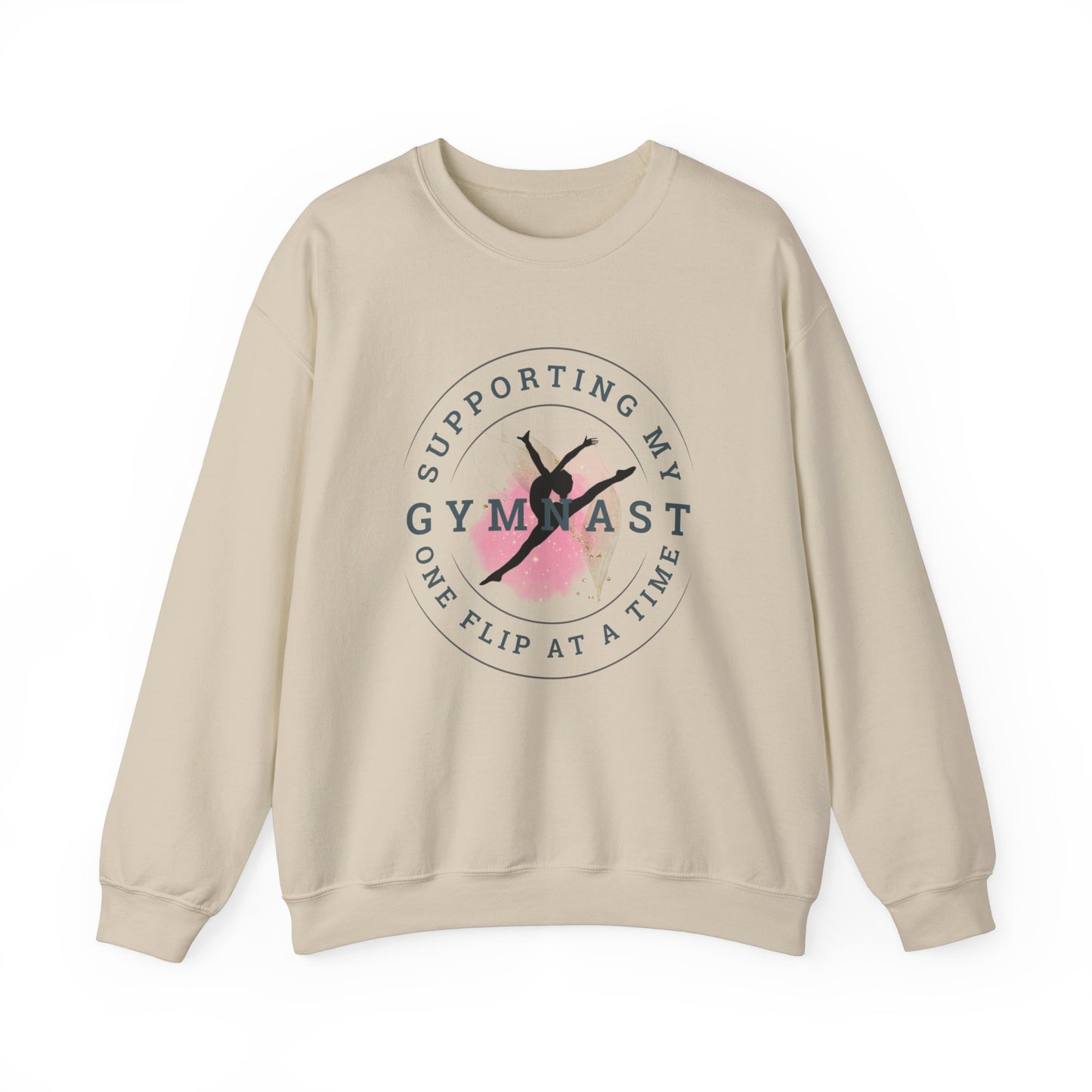 Supporting My Gymnast One Flip At a Time Crewneck Sweatshirt